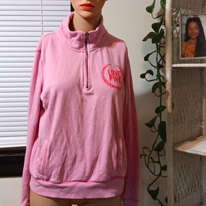 EUC Pink Victoria's Secret Sweatshirt Kanga Pockets Women Sm Pink/Hot Pink Ltrs